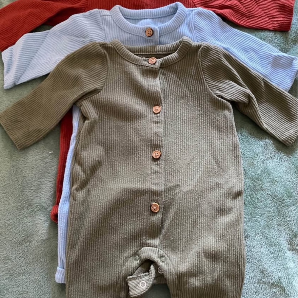 Cat & Jack Kids Ribbed One Piece Set - Olive, Light Blue, and Red